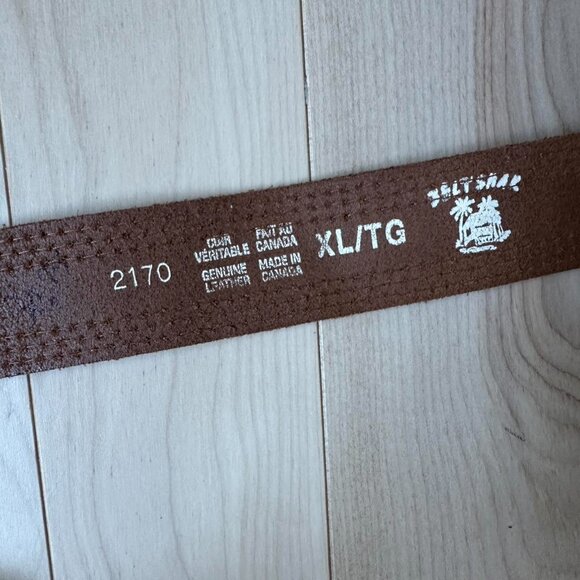 Western Leather Belt – Tooled Buckle, Made in Canada - Picture 4 of 7